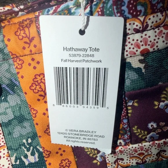 Vera Bradley Hathaway Tote in Fall Harvest Patchwork in Premium Cotton NWT - Picture 7 of 8